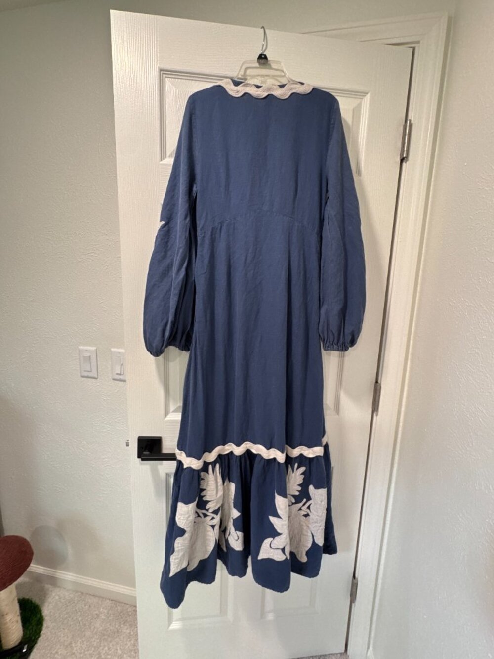Farm Rio Flounce Embroidered Maxi Dress Small Linen Blend - Picture 12 of 14